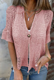 Button-Front Short Sleeve Cardigan