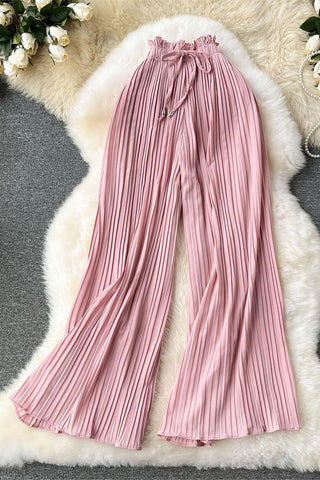 Pleated High-Waist Casual Pants