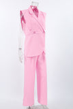 Sleeveless Blazer and Wide-Leg Pants Set