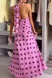 Polka Dot Maxi Dress with Flowy Silhouette