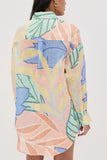 Abstract Print Button-Down Short Set