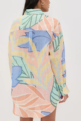 Abstract Print Button-Down Short Set