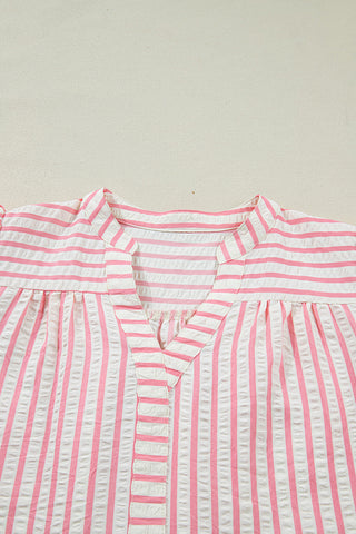 Striped Floral Sleeve Blouse