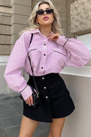 Oversized Striped Button-Down Shirt