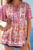 Bohemian V-Neck Print Blouse