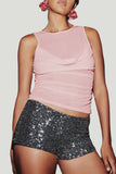 Draped Mesh Tank Top