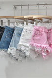 Lace-Accent Denim Shorts