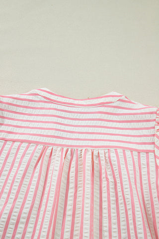 Striped Floral Sleeve Blouse