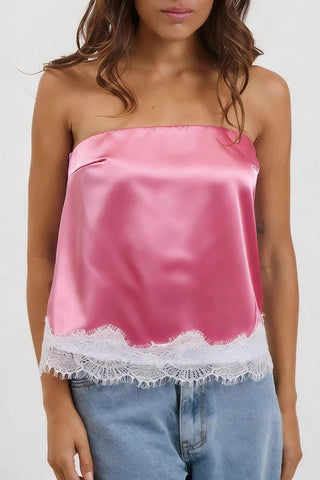 Strapless Lace-Trimmed Tank Top