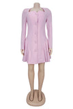Elegant Button-Front Evening Dress