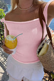Hollow Out Off-Shoulder Knit Tank Top