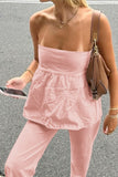 Strapless Top and Flared Pants Set
