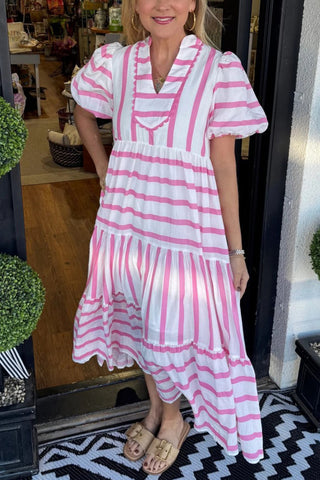 Striped Casual Midi Dress