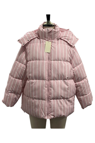 Striped Puffer Jacket with Shoulder Detail