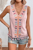 Patterned Tassel Tank Top