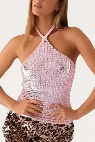 Halter Sequin Tank Top