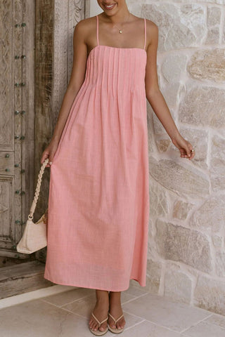 Spaghetti Strap Pleated Maxi Dress
