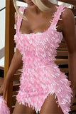 Textured Embellished Mini Dress