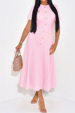 Button-Front Casual Midi Dress