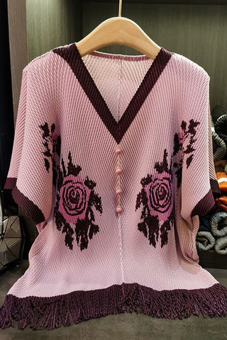 Button-Front Fringed T-Shirt