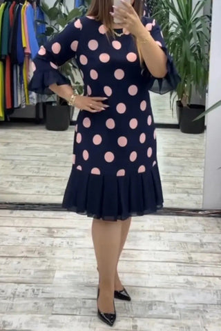Polka Dot Ruffle Sleeve Dress