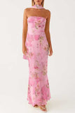 Floral Halter Evening Dress