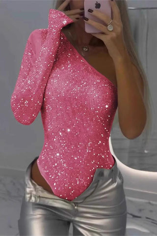 One-Shoulder Sparkling Bodysuit