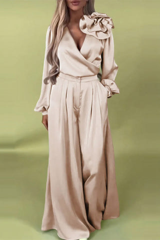 Elegant Ruffle Detail Pants Set