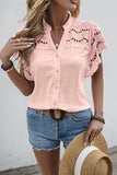 Eyelet Button-Front Blouse