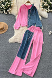 Stylish Contrast Patchwork Pants Set