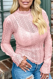 Flounced Mock Neck Long Sleeve Top
