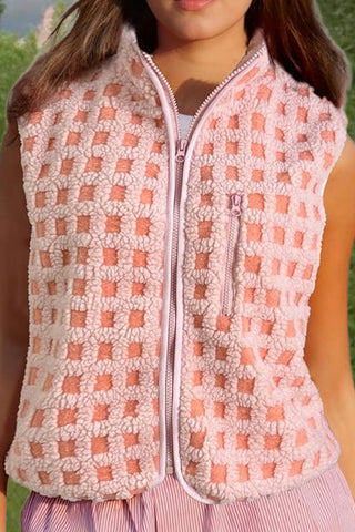 Zip-Front Checkered Vest