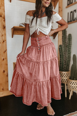 Buttoned Denim Skirt