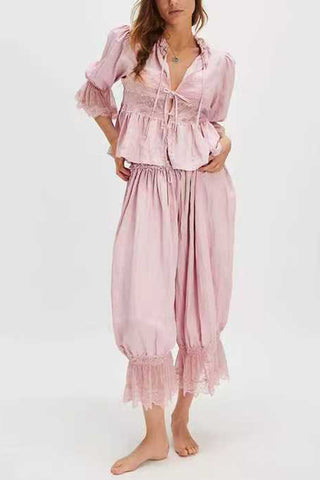 Lace-Trimmed Peasant Blouse