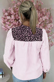 Stripe Leopard Patchwork Long Sleeve Shirt