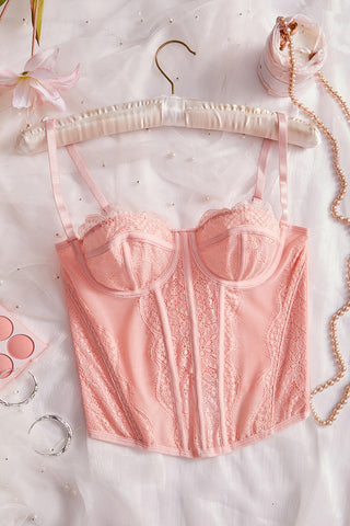 Lace-Trimmed Bustier Tank Top
