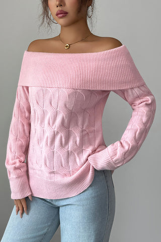 Off-Shoulder Cable Knit Sweater