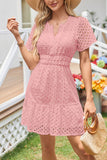 Eyelet Trimmed Casual Dress