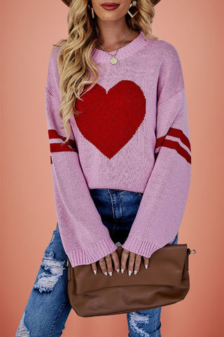 Heart Pattern Oversized Sweater