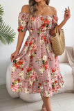 Off-Shoulder Floral Casual Dress