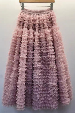 Layered Ruffle Maxi Skirt