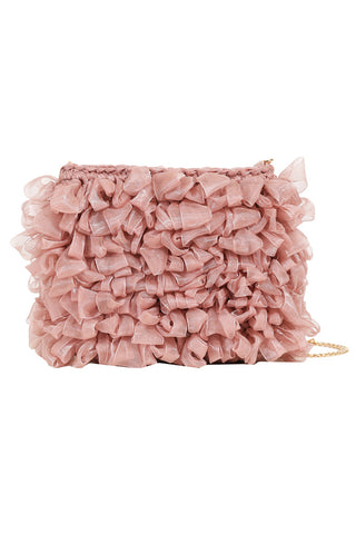 Ruffled Textured Shoulder Bag