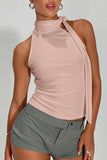 High Neck Tie Detail Tank Top