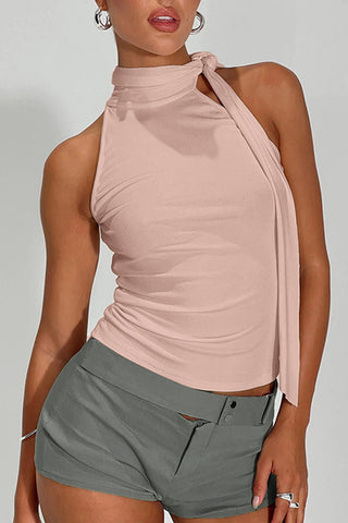 High Neck Tie Detail Tank Top