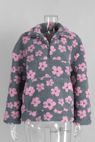 Floral-Print Mock Neck Sweatshirt