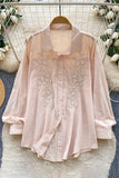 Button-Front Floral Blouse