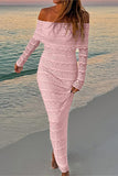 Off-Shoulder Textured Midi Dress