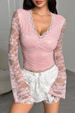 Lace Detail Long-Sleeve Blouse