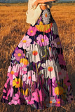 Boho Floral Print Flowy Skirt