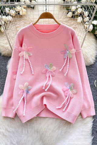 Embellished Floral Appliqué Sweater